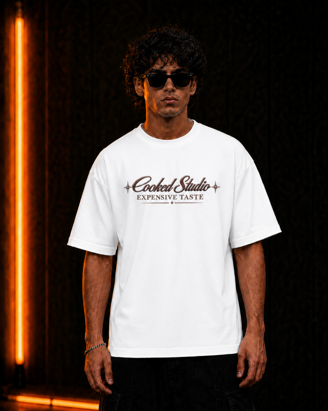 Expensive Taste oversized White tee, front detail