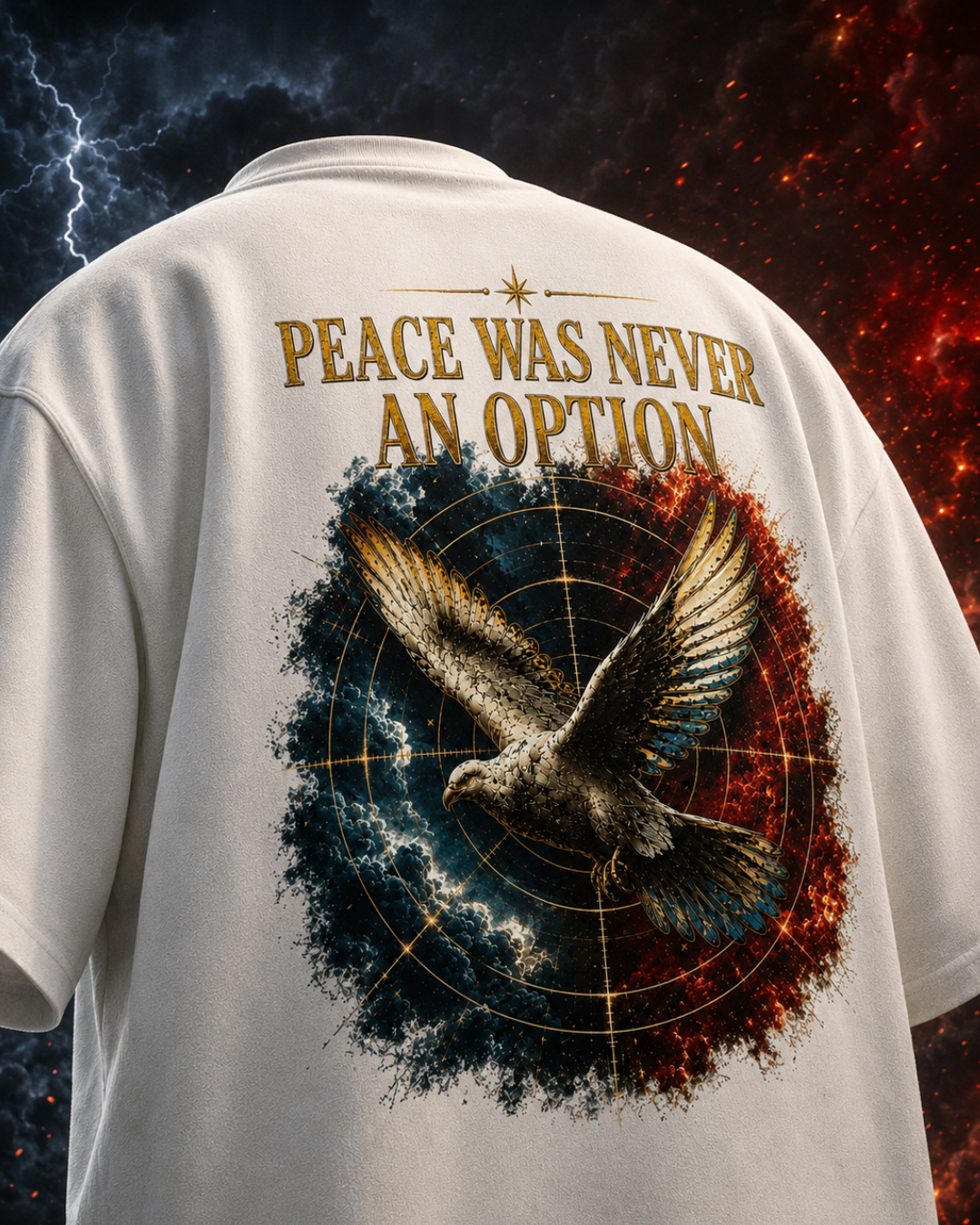 Peace Was Never An Option back print close-up detail