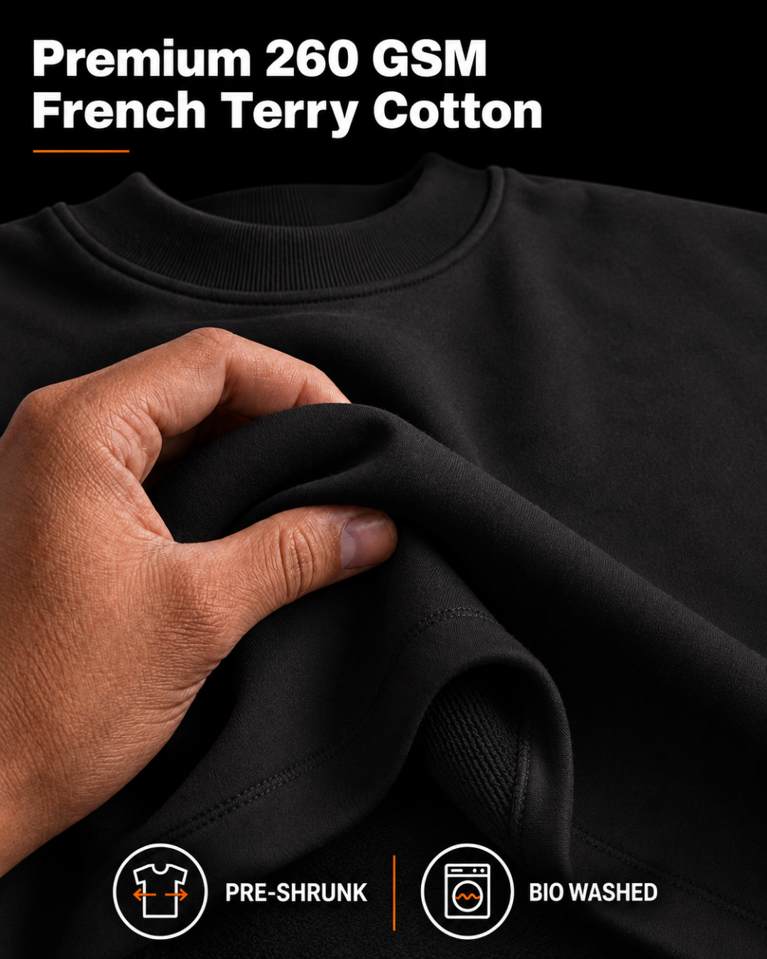 260 GSM French Terry cotton fabric detail