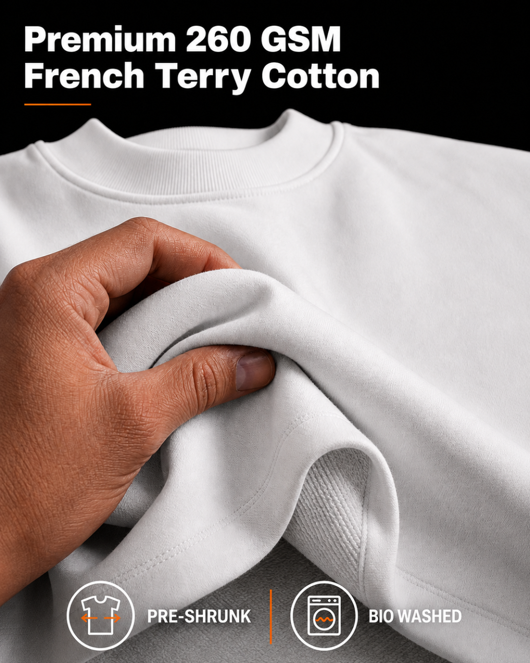 260 GSM French Terry cotton fabric detail