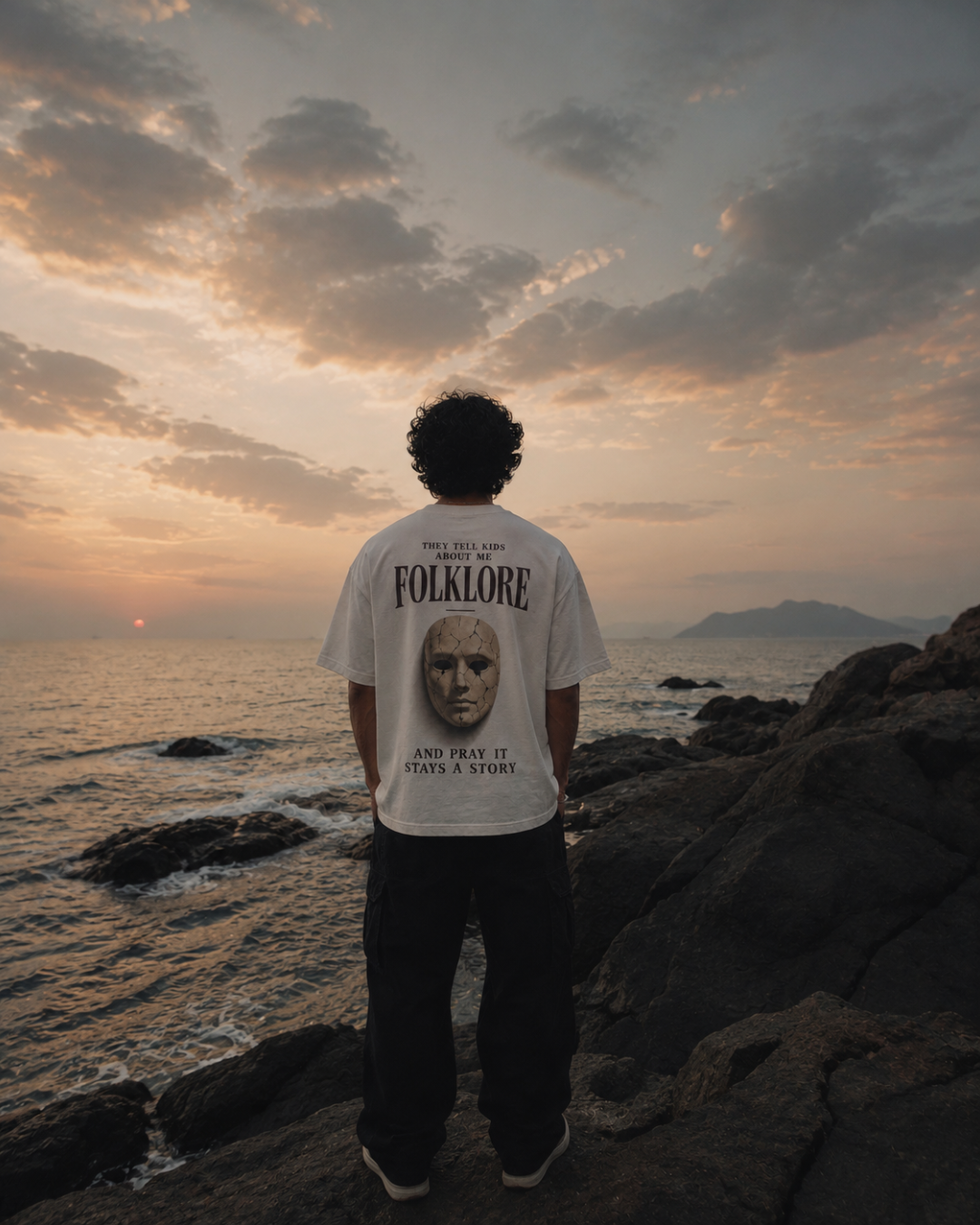 Folklore oversized white tee lifestyle shot